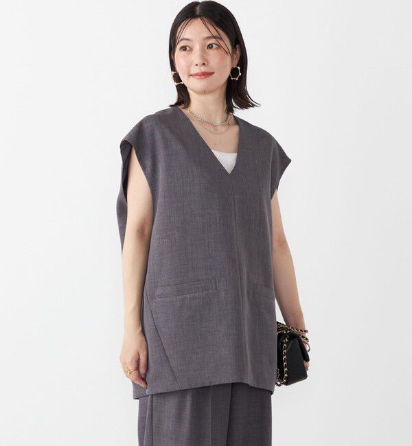 SHIPS Colors 「SHIPS Colors:〈手洗い可能〉ウーステッドライク Vネック ベスト(セットアップ対応可能)」|ベスト・ジレ|