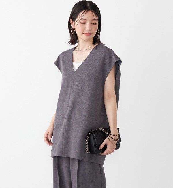 SHIPS Colors 「SHIPS Colors:〈手洗い可能〉ウーステッドライク Vネック ベスト(セットアップ対応可能)」|ベスト・ジレ|