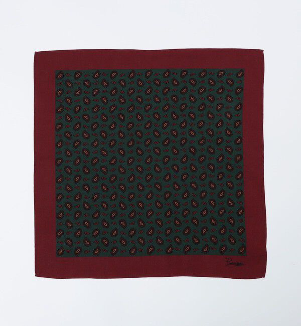 SHIPS「Puccini: シルク マダー ペイズリー チーフ」|バンダナ・スカーフ|ダークグリーン