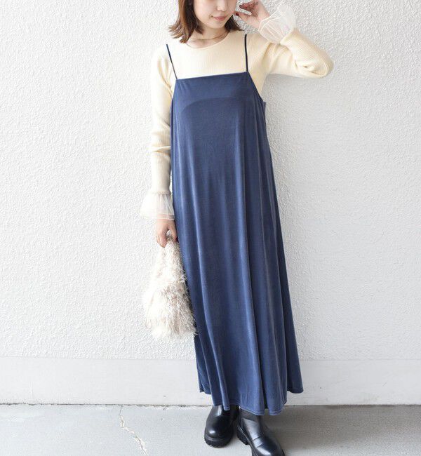 SHIPS Colors 「SHIPS Colors:〈手洗い可能〉ポリエステルベロア キャミ ワンピース」|ワンピース|