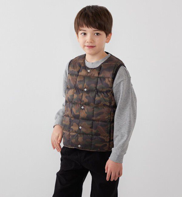 SHIPS any「TAION:〈手洗い可能〉クルーネック インナー ダウン ベスト <KIDS>」|ダウンベスト・ベスト|ダークオリーブ