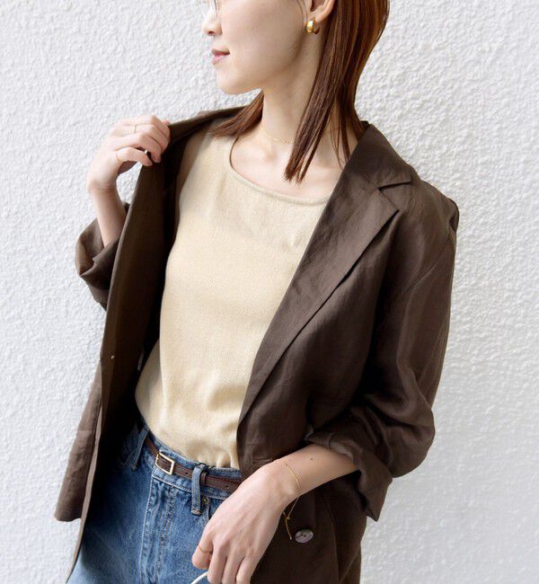 SHIPS for women「《予約》〈手洗い可能〉ラメ 2WAY ノースリーブ プルオーバー」|タンクトップ|ベージュ系