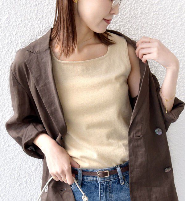 SHIPS for women「《予約》〈手洗い可能〉ラメ 2WAY ノースリーブ プルオーバー」|タンクトップ|