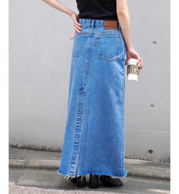 OUTDOOR PRODUCTS Usual Things「追加4ULTデニムスリットリーンスカート」|スカート|