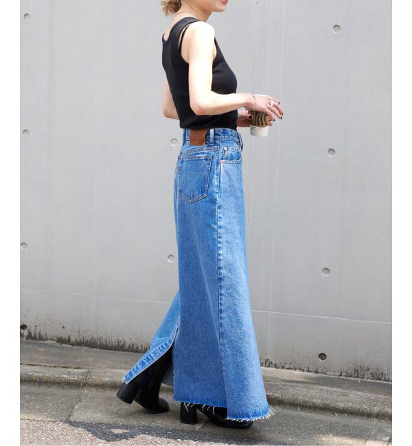 OUTDOOR PRODUCTS Usual Things「追加4ULTデニムスリットリーンスカート」|スカート|