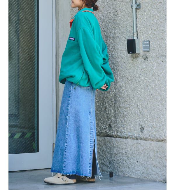 OUTDOOR PRODUCTS Usual Things「追加4ULTデニムスリットリーンスカート」|スカート|