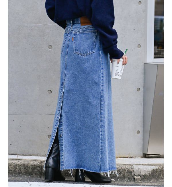 OUTDOOR PRODUCTS Usual Things「追加4ULTデニムスリットリーンスカート」|スカート|