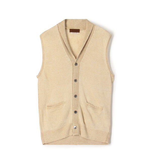 TOMORROWLAND MENS「ティントリネン Vネックニットベスト」|ニット・セーター|41 ライトベージュ