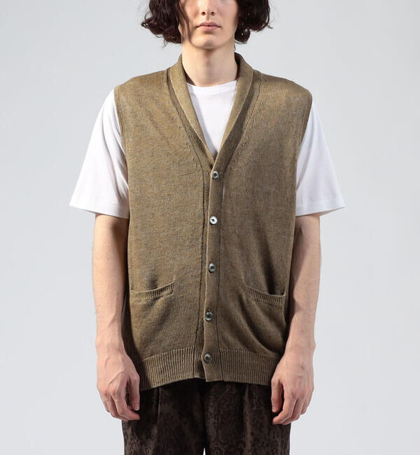 TOMORROWLAND MENS「ティントリネン Vネックニットベスト」|ニット・セーター|