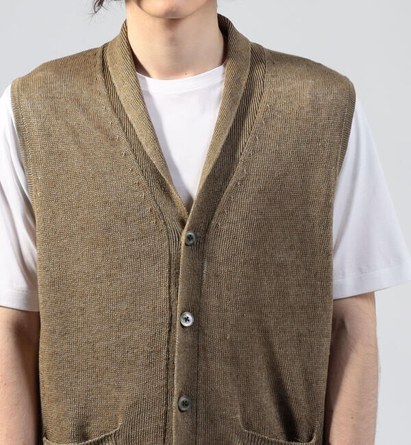 TOMORROWLAND MENS「ティントリネン Vネックニットベスト」|ニット・セーター|
