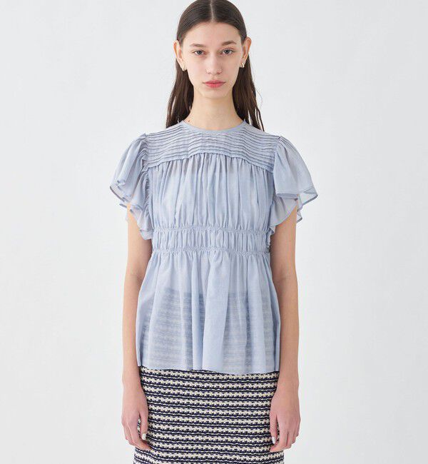 TOMORROWLAND collection「コットンシルク シャーリングラッフルスリーブブラウス」|シャツ・ブラウス|