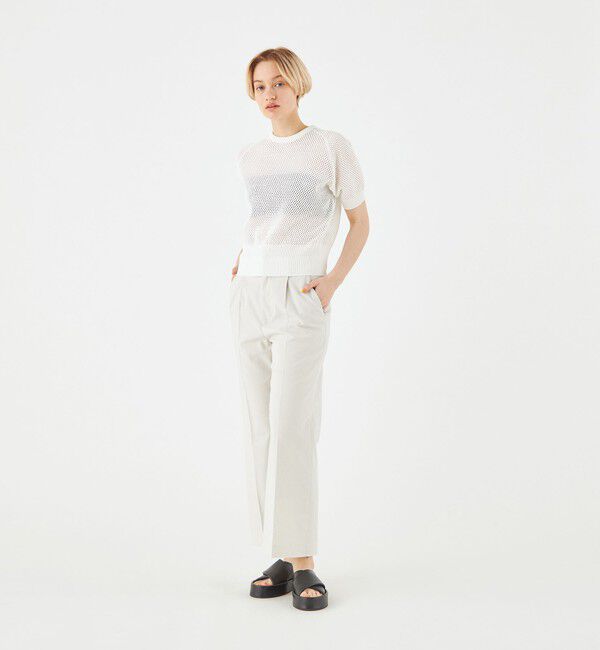 MACPHEE「ナチュラルスラブストレッチ セミフレアパンツ」|スラックス|