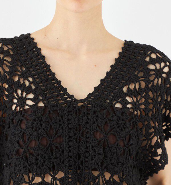 MACPHEE「モチーフクロシェット Vネックプルオーバー」|ニット・セーター|