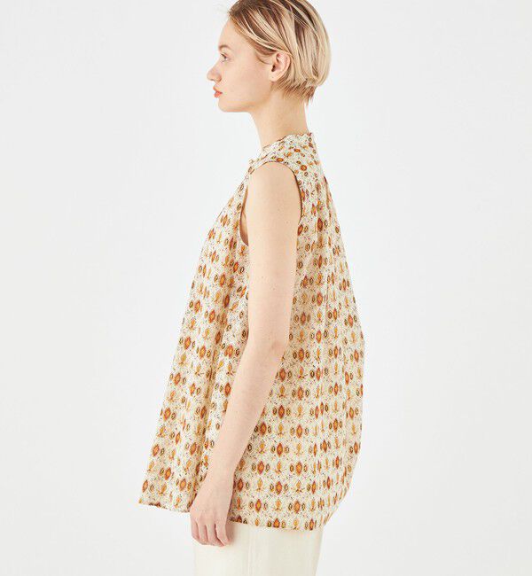 SOULEIADO「コットンボイルプリント ノースリーブブラウス」|シャツ・ブラウス|