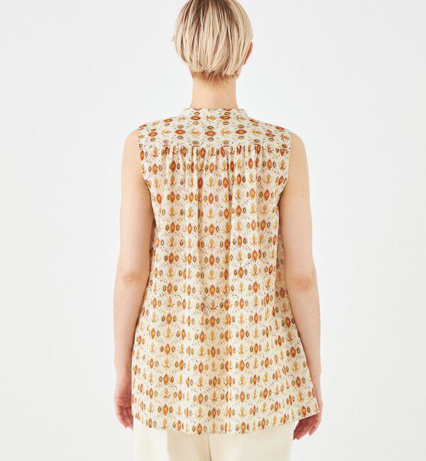 SOULEIADO「コットンボイルプリント ノースリーブブラウス」|シャツ・ブラウス|