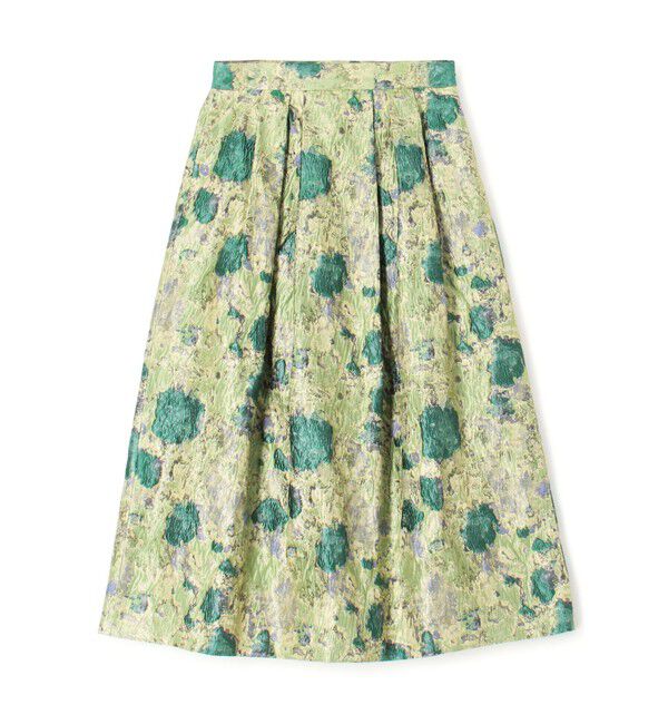 TOMORROWLAND collection「チンツフラワージャカード タックボリュームスカート」|フレア|56 グリーン系