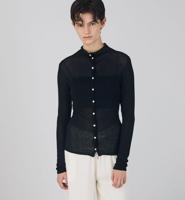 DES PRES「ライトシアーサッカー ボトルネックカーディガン」|カーディガン|