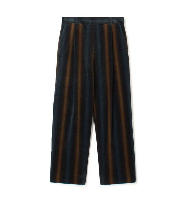 CABaN「CABaN ベロア グラデーションストライプ1タックパンツ」|チノ|68 ネイビー系