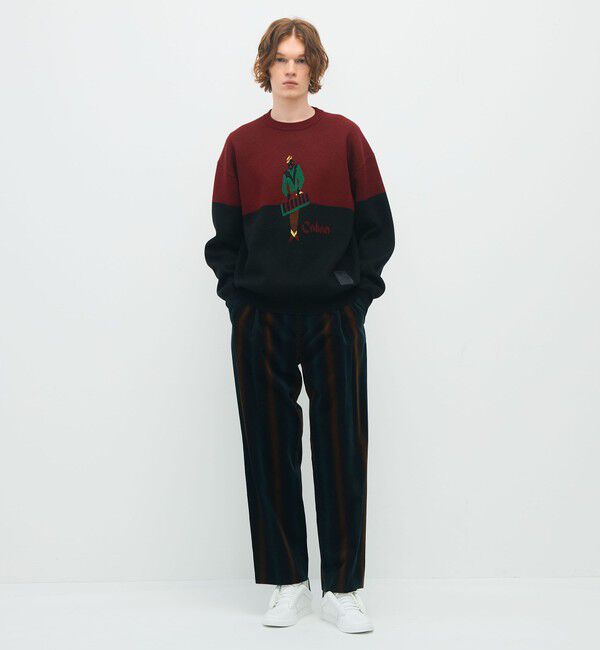 CABaN「CABaN ベロア グラデーションストライプ1タックパンツ」|チノ|