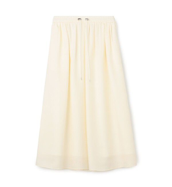 MACPHEE「【WEB限定】クレープサテン ギャザーロングスカート」|フレア|