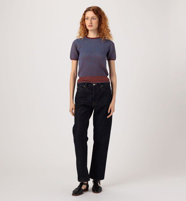 MACPHEE「コットンナイロンラメボーダー クルーネックプルオーバー」|ニット・セーター|