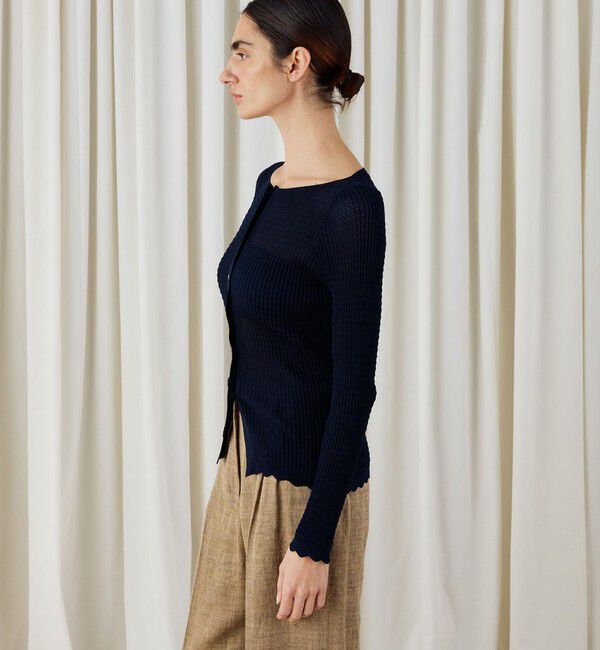 DES PRES「コットンアセテートリブ ボートネックカーディガン」|カーディガン|