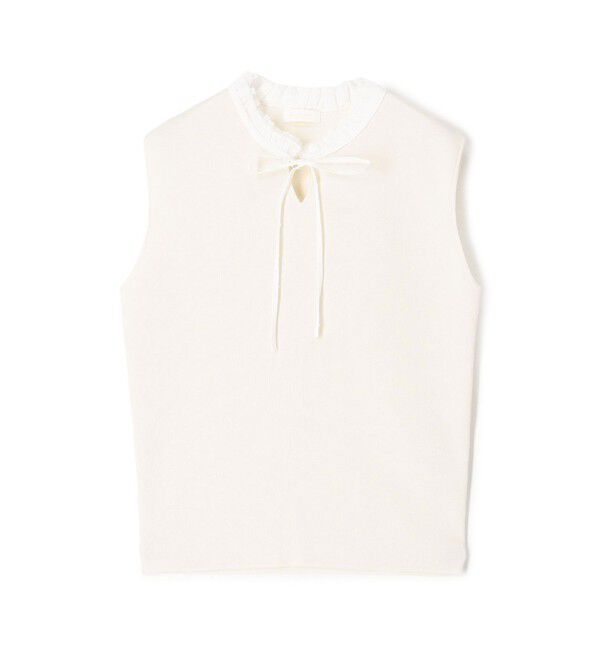 Ballsey「マテリアルコンビ フリルカラーノースリーブプルオーバー」|ニット・セーター|11 ホワイト