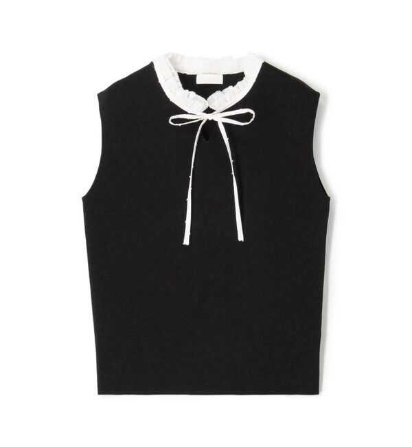 Ballsey「マテリアルコンビ フリルカラーノースリーブプルオーバー」|ニット・セーター|17 ブラック