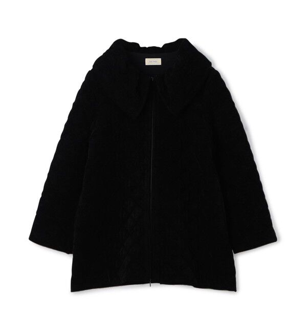 DES PRES「キルティングベロアニット ビックカラーコート」|その他|19 ブラック