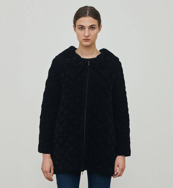 DES PRES「キルティングベロアニット ビックカラーコート」|その他|