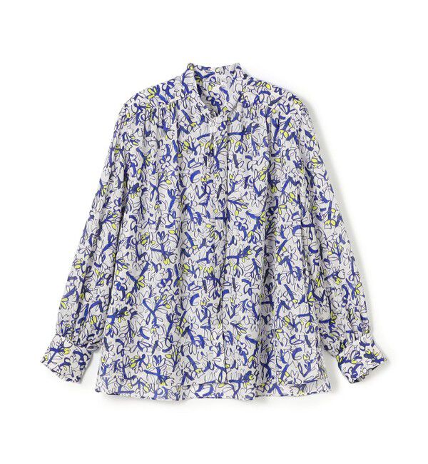 TOMORROWLAND collection「ペタルフラワープリント ボウタイブラウス」|シャツ・ブラウス|64 ブルー系