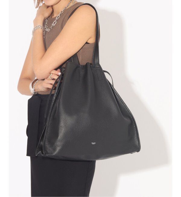  「【blancle/ ブランクレ】S.LETHER SQUEEZE BIG TOTE」|トートバッグ|ブラック