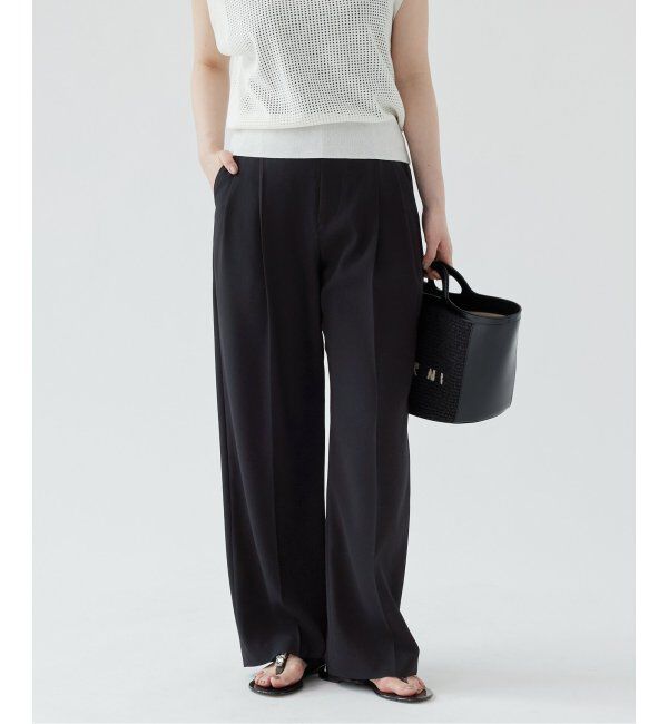 IENA「《追加2》TA/PL ジョーゼットタックワイドパンツ」|スラックス|