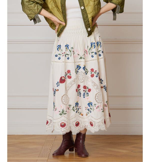 IENA LA BOUCLE「SEA NEW YORK/シー ニューヨーク CELIA EMBROIDERY MIDI SKIRT PF25-048」|スカート|