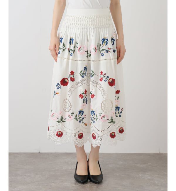 IENA LA BOUCLE「SEA NEW YORK/シー ニューヨーク CELIA EMBROIDERY MIDI SKIRT PF25-048」|スカート|