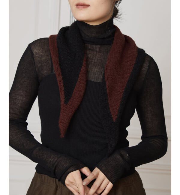 IENA LA BOUCLE「babaco/ババコ トライアングルスカーフ BA01-LI287」|バンダナ・スカーフ|ブラウン