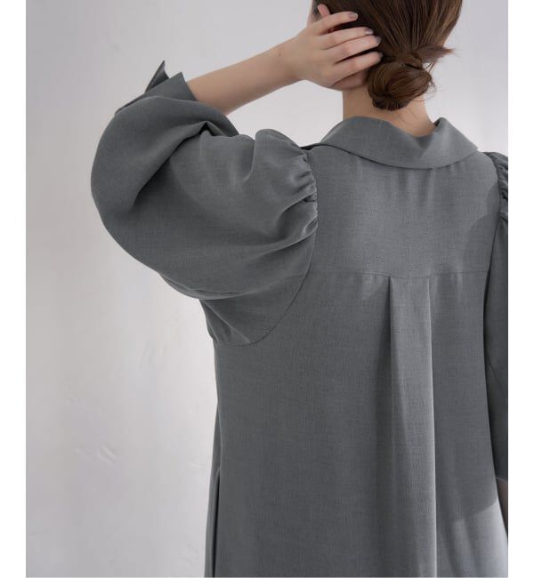 IENA「&NAVY メランジツイルギャザーワンピース」|ワンピース|