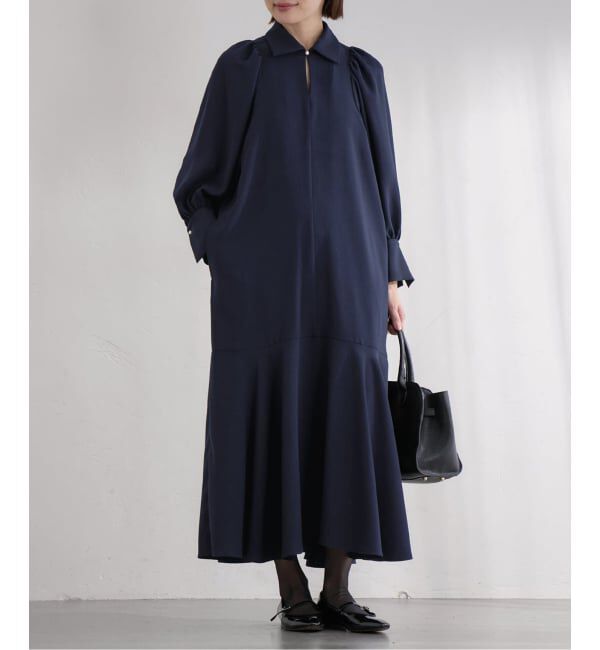 IENA「&NAVY メランジツイルギャザーワンピース」|ワンピース|