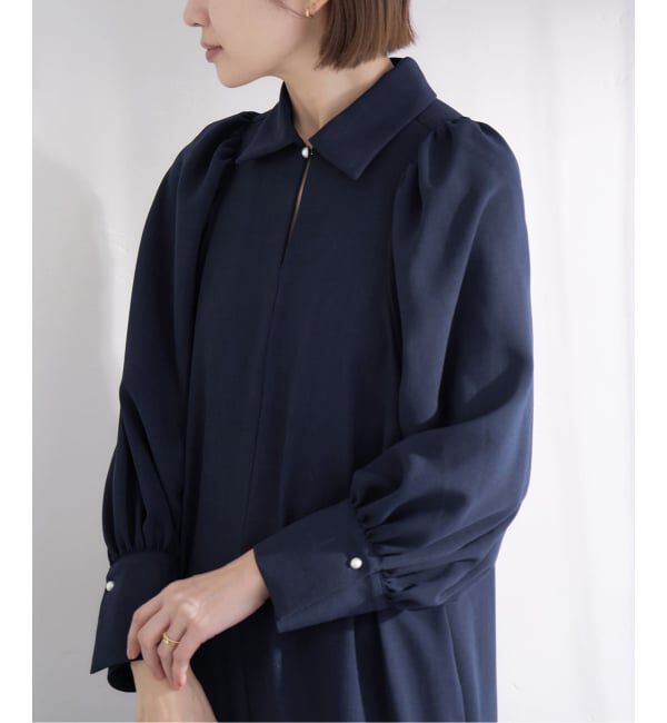 IENA「&NAVY メランジツイルギャザーワンピース」|ワンピース|