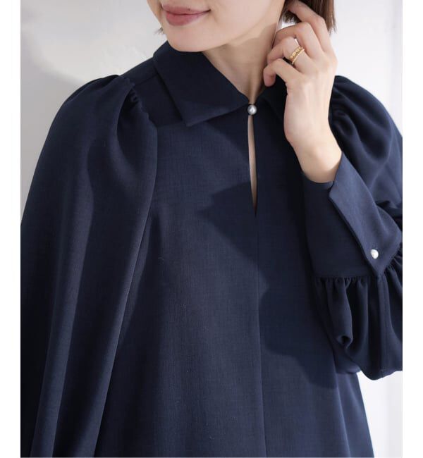 IENA「&NAVY メランジツイルギャザーワンピース」|ワンピース|