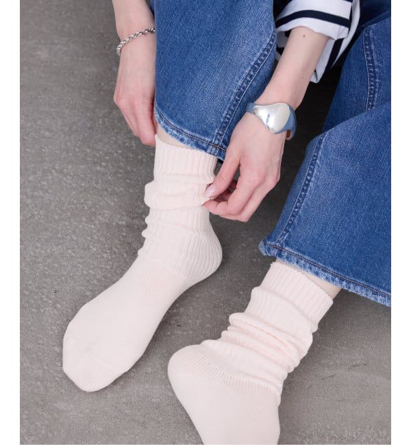 SLOBE IENA「《単品/追加》ルーズリブソックス」|ソックス|ピンク A