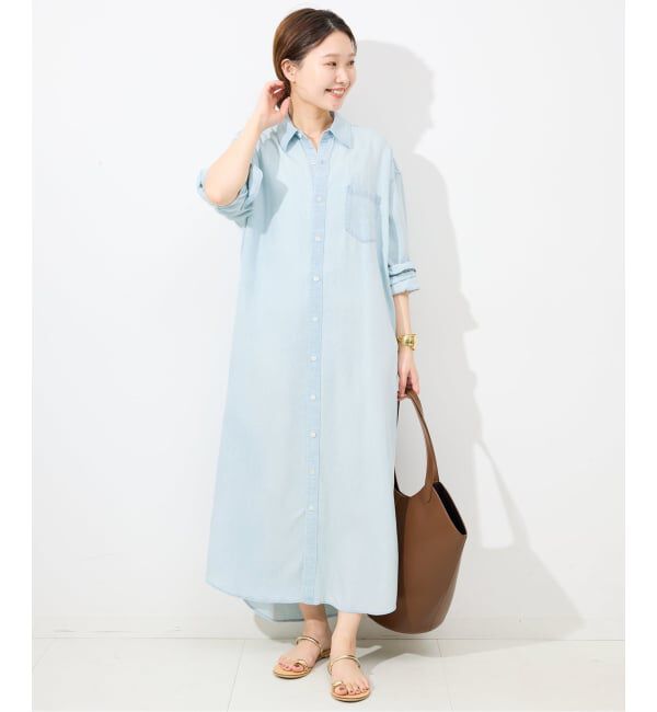 SLOBE IENA「《WEB限定/追加予約》デニムライクシャツワンピース」|ワンピース|