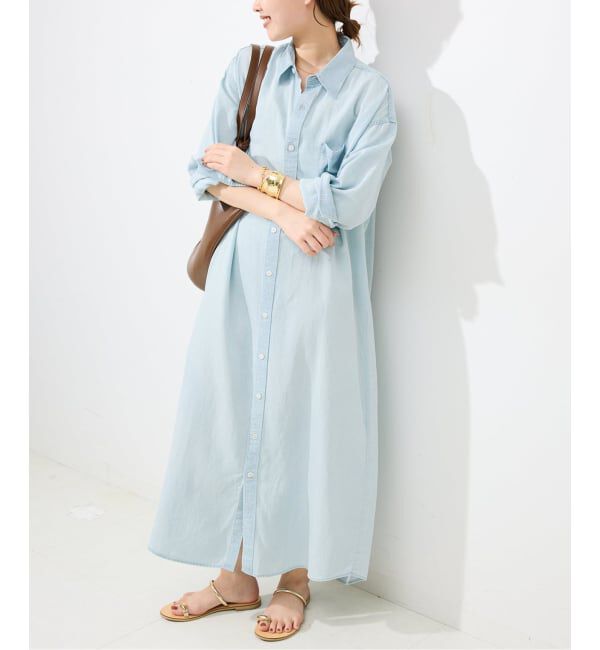 SLOBE IENA「《WEB限定/追加予約》デニムライクシャツワンピース」|ワンピース|