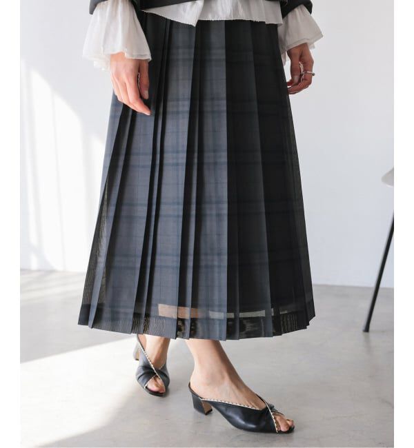 IENA「シアーチェックプリーツスカート」|スカート|