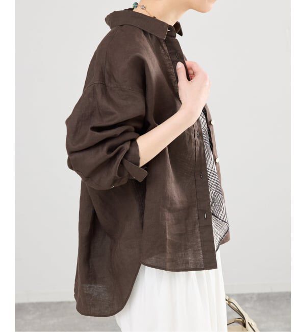 IENA「《予約》リネンワイドショートシャツ」|シャツ・ブラウス|