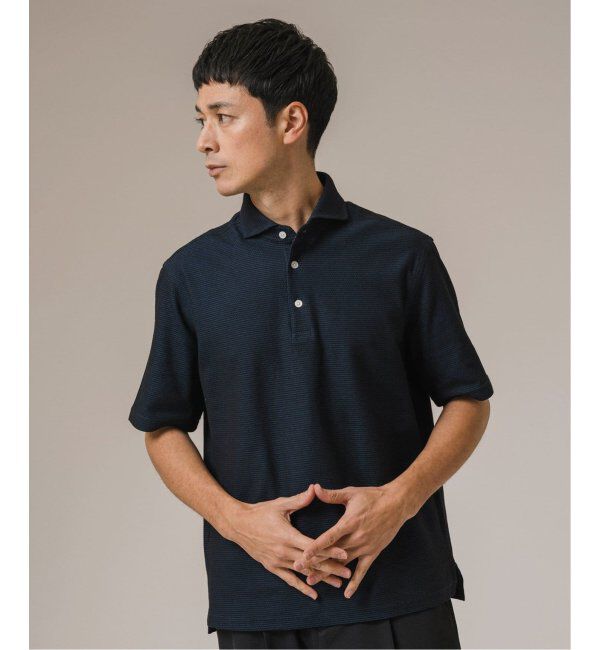 EDIFICE「《追加》"吸水速乾＆高通気機能" COOLMAX ハニカムボーダー ポロシャツ2」|ポロシャツ|