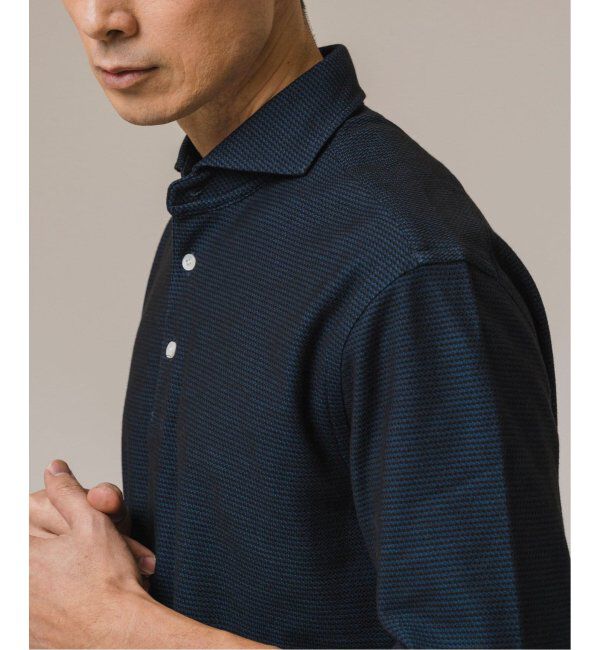 EDIFICE「《追加》"吸水速乾＆高通気機能" COOLMAX ハニカムボーダー ポロシャツ2」|ポロシャツ|ネイビー