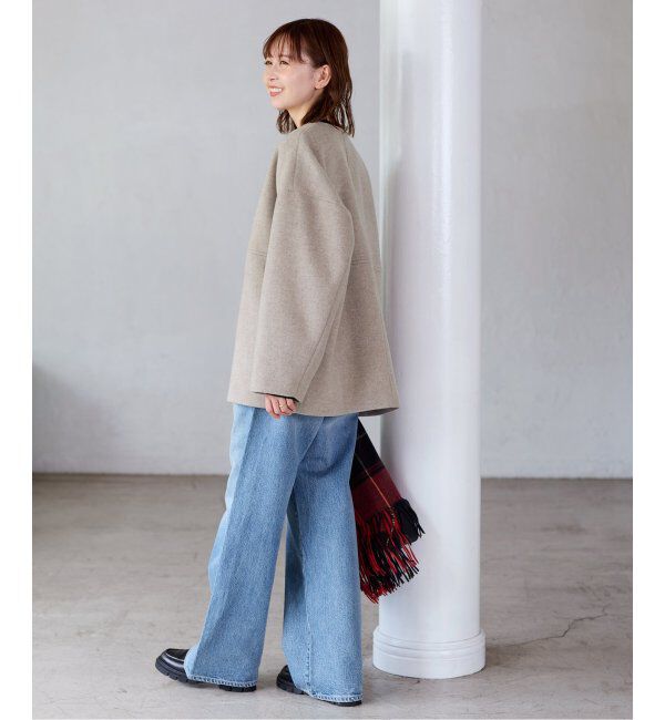 JOURNAL STANDARD「スーパー140ビーバーノーカラーショートコート」|ノーカラーコート|