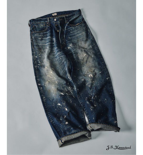 J.S.Homestead「J.S.Homestead / エイジングデニム ワイド5ポケ ペイント」|デニム|ネイビー