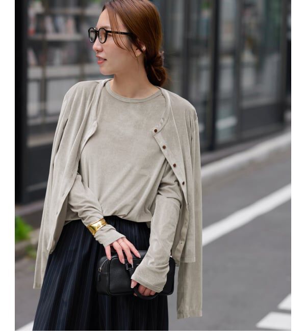 JOURNAL STANDARD relume「シアーベロアクルーネックロングTEE」|Tシャツ・カットソー|グレー